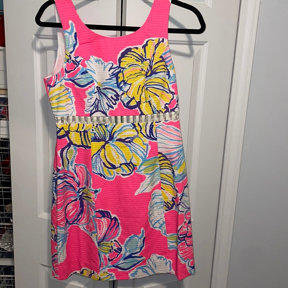 Lilly Pulitzer dress with cut outs in gold